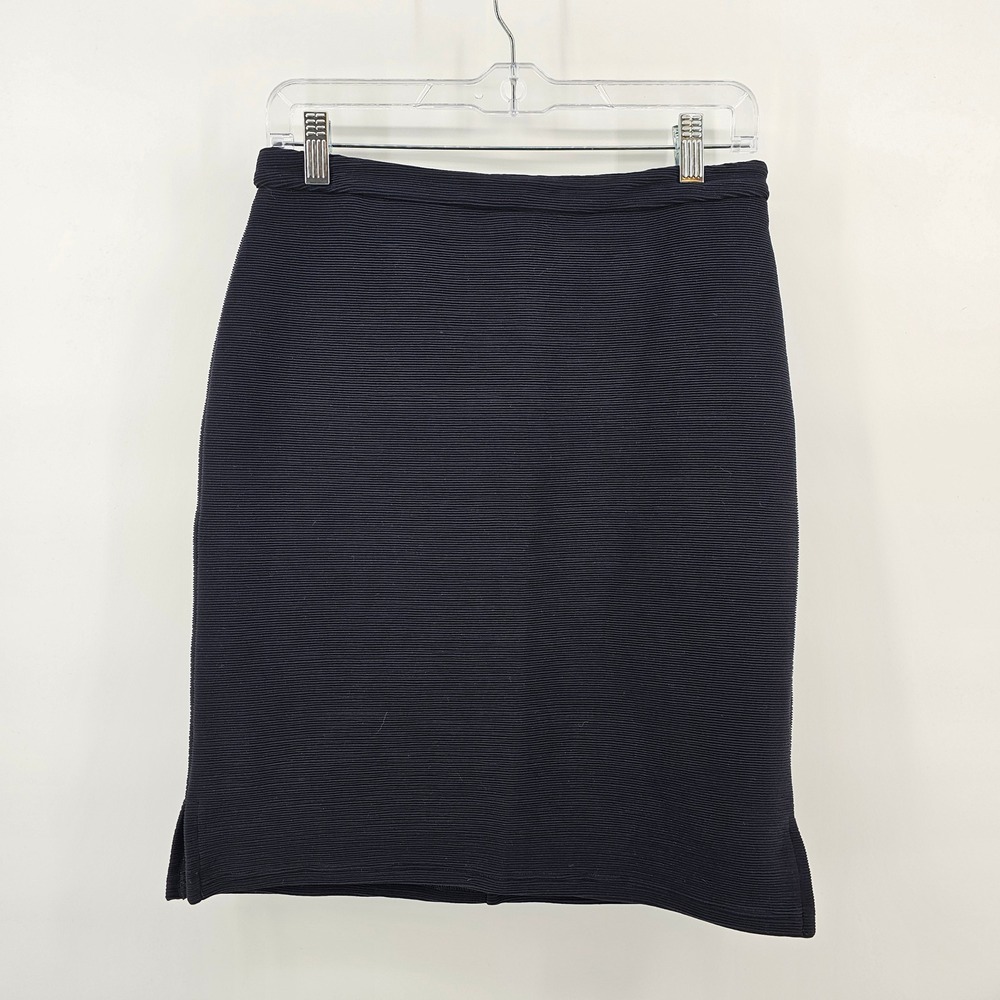 Tanner Doncaster Pencil Skirt Womens 4 Black Ribbed Stretch M245SK63